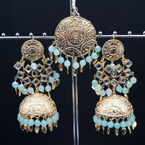 Ivaan -White Kundan/Light Beads Earring Tikka Set - Gold